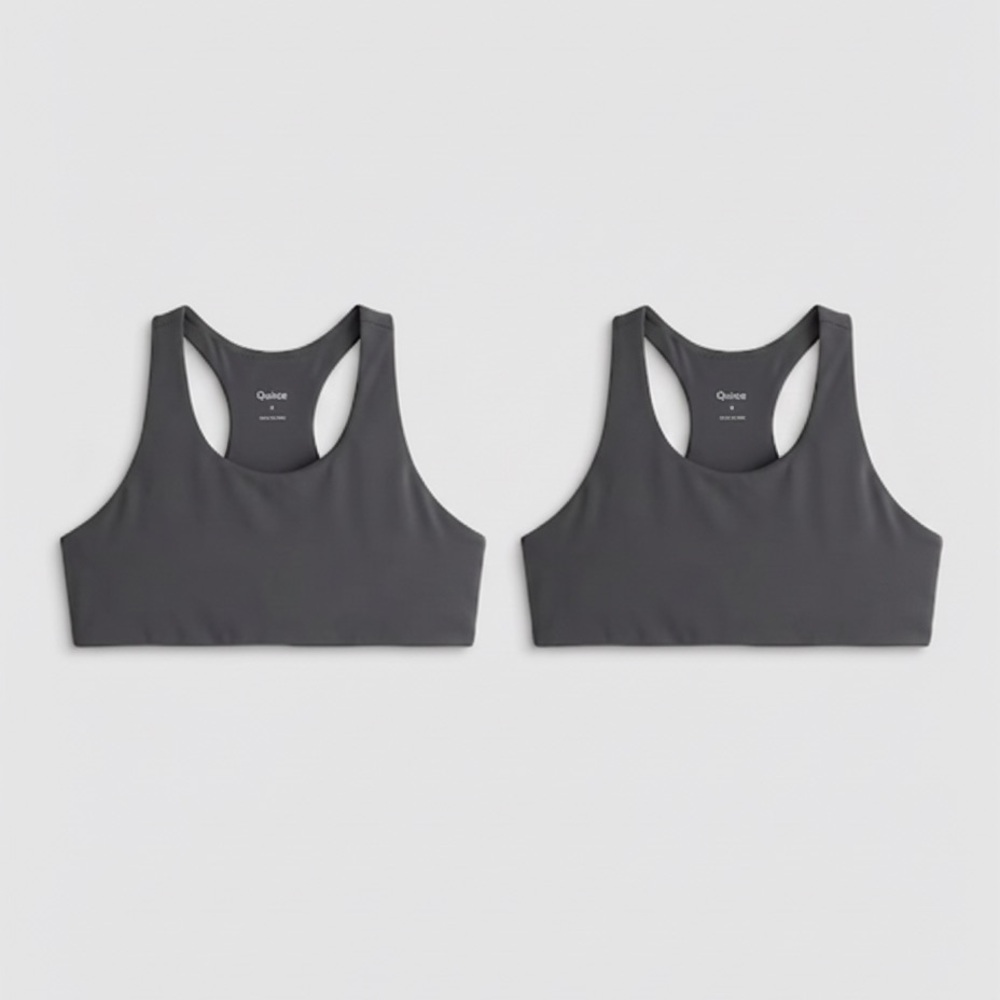 NWT Quince Girl’s Charcoal Ultra-Form Racerback Bra Sz 6 (2 pack)